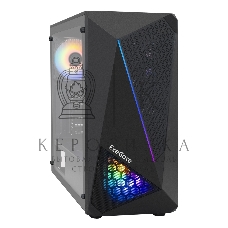 Компьютерный корпус Miditower ExeGate EVO-8225-EVO800 (ATX, БП EVO800RGb с вент. 12см, 2хUSB+1хUSB 3.0, черный, 2 вент. с RGb подсветкой и полоса на передней панели, боковая панель - закаленное стекло)