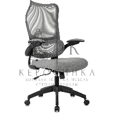 Кресло руководителя Бюрократ Sigma 1 серый, сетка/ткань, крестов. пластик