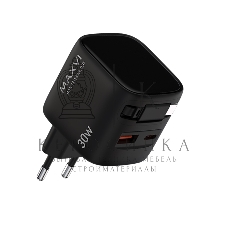 Сетевое зарядное устройство Maxvi SFC-330GN Type-C\USB 30W PD QC3.0 черный