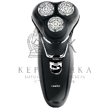 Электробритва Centek CT-2176 черный/хром ротор, 3 плавающие головки, аккумулятор + работа от сети, триммер