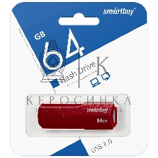 Флешка USB Smartbuy CLUE Burgundy (SB64GbCLU-BG), 64Gb, USB 2.0, R/W