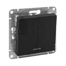 Механизм выключателя EKF UP1-SWB-24 двухклавишный, с подсветкой, черный Эпика