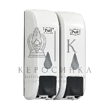 Дозатор для жидкого мыла пластиковый puff-8108 белый с черной кнопкой, 350+350 мл, 22х9х14 см