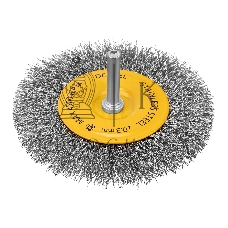 Щетка для дрели Denzel 100 мм, плоская, со шпилькой, нержавеющая витая проволока