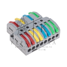 Клемма Rexant СМК 4х2 проходная разветвительная 4 полюса, с монтажной площадкой (1 ввод, 2 вывода на полюс) (20 шт/уп)