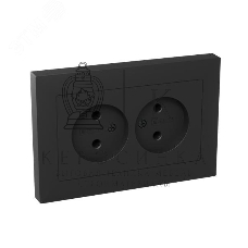Розетка 2-м СП Эпика 16А без заземл. без защ. шторок с рамкой механизм черный EKF UP1-SOB-200