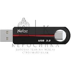 Флешка USB Netac US18 (NT03US18C-128G-32BK), 128Gb, USB 3.2/TypeC, R/W 200/100, черный/красный