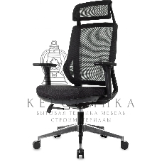 Кресло руководителя Бюрократ MC-412N-H черный сетка/ткань с подголов. крестов. металл хром