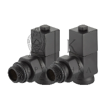 Набор дизайн-вентилей CUBE, угловой черный 1/2