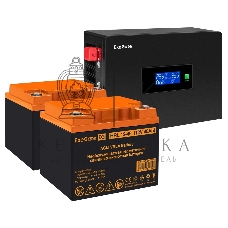 Комплект Источник бесперебойного питания EX295994RUS + батарея 45Aч EX285666RUS 2шт (инвертор, синус, для котла, PF=1, настенный) ExeGate IdealSine SR-1500.LCD.2SH <1500VA/1500W, чистая синусоида, цветной LCD-дисплей, 2*Schuko, крепление настенное, черный