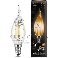 Лампа светодиодная Gauss Filament 7Вт цок.: E14 свеча 220B св. свеч. белый теп. CF35 (упак.: 10 шт) (104801107)