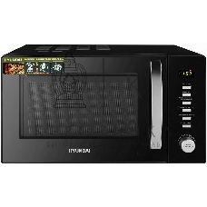 Микроволновая печь Hyundai HYM-D3028 черный/серебристый, 23 л, 900 Вт, переключатели - кнопки, поворотный механизм