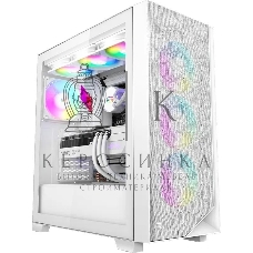 Компьютерный корпус PCCooler C3D510 WH ARGb, Tempered Glass Full Tower, White, TG, 0.7 SPCC, 3x120мм ARGb E-ATX, ATX, mATX, mITX 170/390/410мм 2x2.5