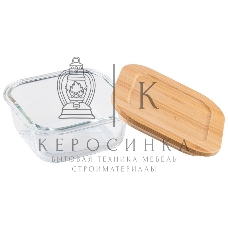 Контейнер LEONORD BAMBU, объем: 500 мл, из жаропрочного стекла с крышкой из бамбука, квадратный (106021)
