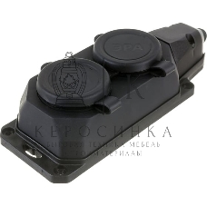 Колодка каучуковая ЭРА с/з 2 гн 16A IP44 черная (12/120/720)