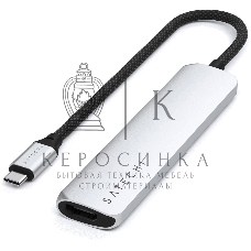 USB-концентратор Satechi 6-in-1 USB-C Slim Multiport Adapter (Type-C, HDMI, 2x Type-A, SD, microSD), до 75 Вт, Серебристый Док-станция ST-P6SS