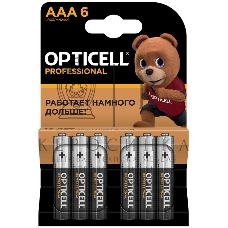 Элемент питания алкалиновый AAA/LR03 (блист. 6шт) Professional Opticell 5052004