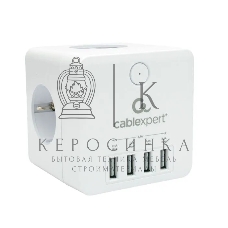 Сетевой фильтр Cablexpert Cube CUBE-4-U4-W, 4 р, 16А, 4хUSB, ур. защиты 2+, белый, коробка