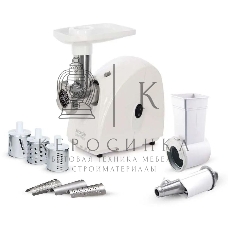 Мясорубка электрическая Аксион М32.02 белый, 1500 Вт, 1.7 кг/мин, защита от перегрузки, насадки - 5