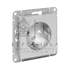 Механизм розетки EKF UP1-SOA-111 16А, с заземлением, со шторками, алюминий Эпика