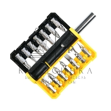 Набор бит 14 шт c держателем Deli DL251201 (SL4,SL5,SL6,PH0,PH1,PH2,PH3,T15,T20,T25,H5,H6,PZ1,PZ2), сталь S2, пласт.держатель