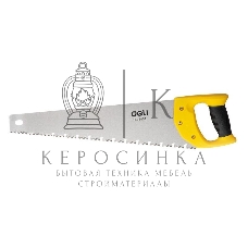 Ножовка по дереву Deli DL6845A 450мм Материал: 65Mn. Термообработанная поверхность. Шлифовка зубов с 3-х сторон. Литая ручка из двухкомпонентного противоударного пластика.