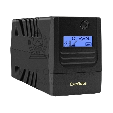 Источник бесперебойного питания ExeGate Smart LB-1000.LCD.AVR.2SH.USB (1000VA/650W, LCD, AVR, 2*Schuko, USB, батарея 12V 9Ah, черный)