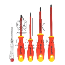 Набор отверток Сибртех диэлектрических до 1000в тестер crv двухкомпонентные рукоятки (5шт.)