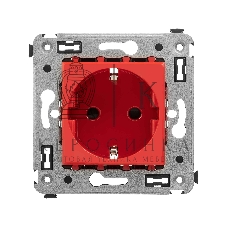 Розетка DKC Avanti 4401003 2P+E со шторками, красный квадрат