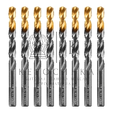 Сверло по металлу Denzel 10 мм, HSS-Tin, Golden Tip, 8 шт.