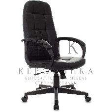 Кресло руководителя Бюрократ CH 002 черный, эко.кожа, крестов. пластик