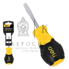 Отвертка шлицевая Deli DL6360381N 6х38мм сталь Cr-V, двухкомпонентная прорезиненная рукоять