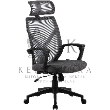 Кресло компьютерное Cactus CS-MC414-GY черный/серый, сетка/ткань, с подголов. крестов. пластик, пластик черный