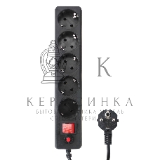 Сетевой фильтр Гарнизон EHLB-1, 5 р, 10А 1.8 м черный