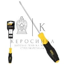 Отвертка шлицевая Deli DL6382001N 8х200мм сталь Cr-V, двухкомпонентная прорезиненная рукоять