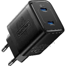 Сетевое зарядное устройство Vention на 2 порт USB С+C GaN 45W Черный