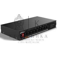 Коммутатор гигабитный 8-портовый неуправляемый c PoE Dahua DH-SG1008LP, 4xRJ45 1Gb PoE, 4xRJ45 1Gb, суммарно 60Вт, коммутация 20 Гбит/с, MAC-таблица 8K, металл