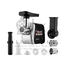 Мясорубка электрическая BRAYER BR1608 черный, 2000 Вт, 2.0 кг/мин, реверс, насадки - 8