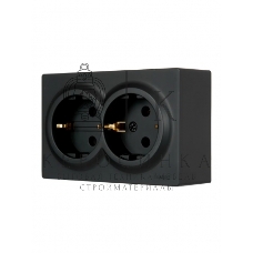 Розетка 2-мест. с заземл. LETO закрытый корпус ПБТ черный бархат LEZARD 752-4200-127B