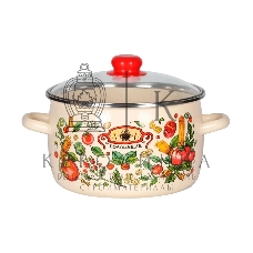 Кастрюля Appetite 1RC181S Болоньезе с крышкой, эмалированная сталь, сфер. 3 л