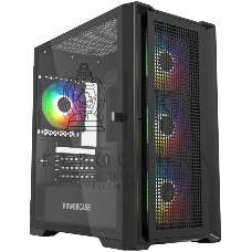 Компьютерный корпус Powercase Alisio Micro X4B V2, Tempered Glass, 4х 120мм ARGb fans, ARGb HUB, черный, mATX (CAMCXB-A4)
