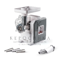 Мясорубка электрическая Аксион М43.04 белый/серый, 1900 Вт, 2.0 кг/мин, реверс, защита от перегрузки, насадки - 6