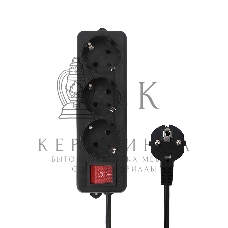 Удлинитель Гарнизон EL-NB-G3-B-3 3р 10А 3 м с выключателем и заземлением, черный