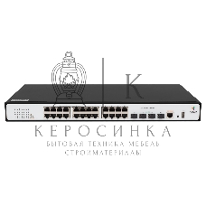 Коммутатор POE управляемый уровня 2, 24 порта 10/100/1000Base-T с поддержкой PoE, 4 порта 1/10G SFP+, PoE 370 Ватт