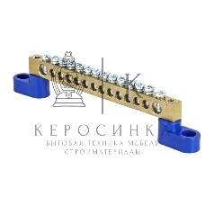 Шина нулевая N 6х9 14 отверстий 2 синих угловых изолятора латунь розн. стикер PROxima EKF sn0-63-14-2-r