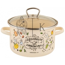 Кастрюля Appetite 1RD161S Приятного аппетита с крышкой, эмалированная сталь 2 л