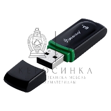 Флешка USB SmartBuy Paean Black (SB64GbPN-K), 64Gb, USB 2.0, R/W 25/15, черный/зеленый