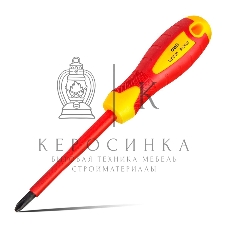 Диэлектрическая крестовая отвертка Deli DL516100 PH2х100 мм сталь Cr-V, сертификат VDE для работ под напряжением до 1000 В