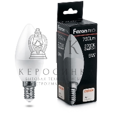 Лампа светодиодная Feron PRO LB-1309 9Вт Е14 теплый матовая свеча