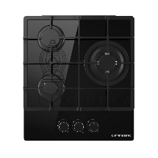 Варочная поверхность Kuppersberg FG 40 B, газ, High-Tech, 45 см, автоматический электроподжиг, газ-контроль, SABAF конфорки, чугунные решетки, WOK конфорка, цвет черное стекло, цвет фурнитуры черный